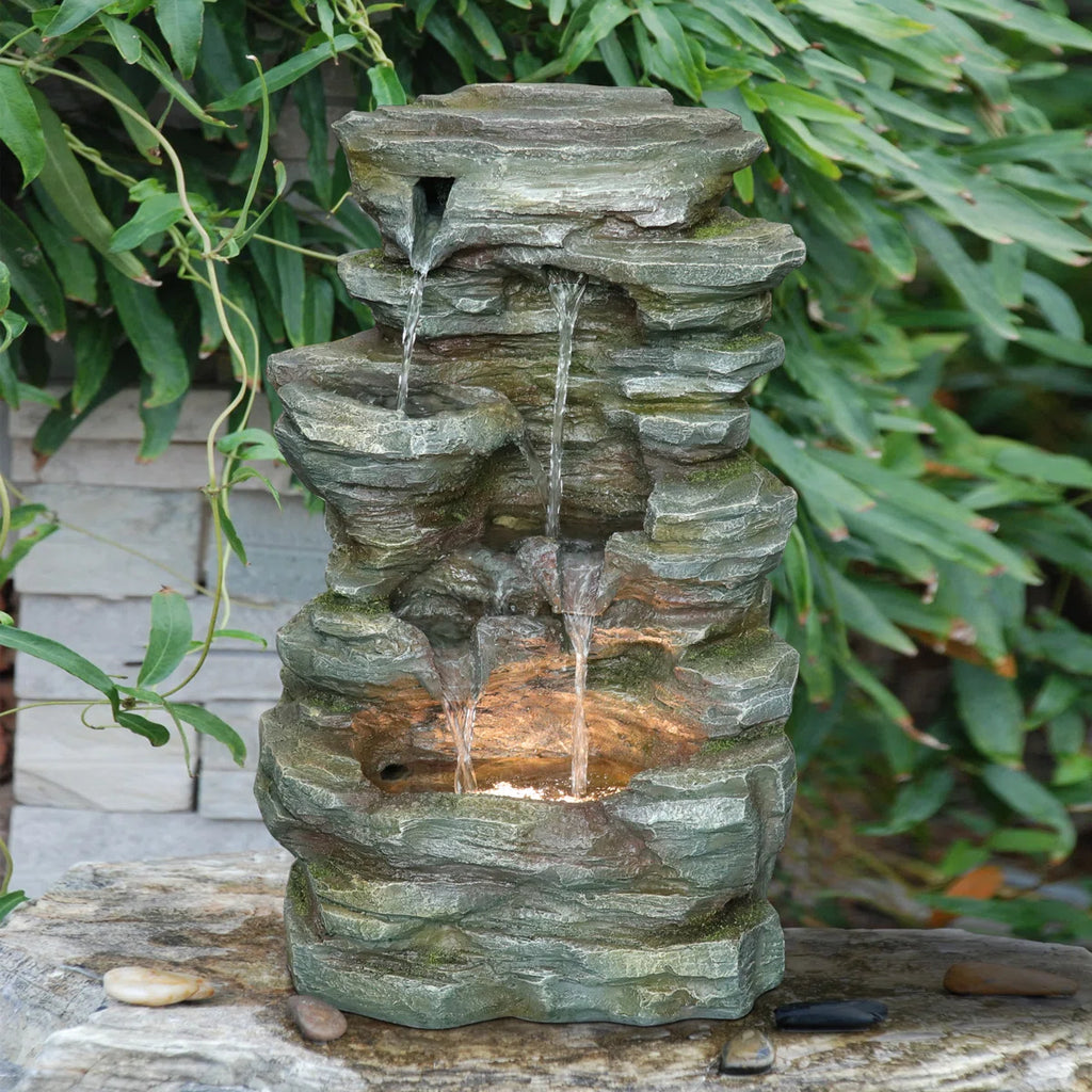 Polynesian Fountain Cascade with Lights